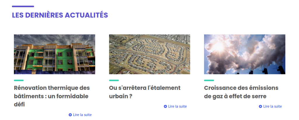 Nouveau design de l'interface publique montrant la page d'accueil.